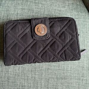 Vera Bradley Quilted Turn Lock RFID Clutch/Wallet in Black excellent used cond.!